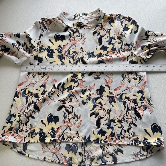 Halogen Womens Floral Print High Neck Top Blouse Shirt Size XS 3/4 Sleeve - Picture 5 of 10